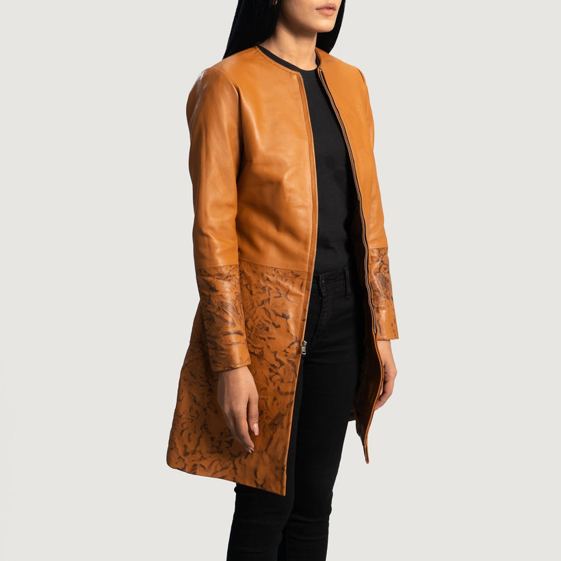 Sandy Lichtbruin Dye Leren Jas voor Dames