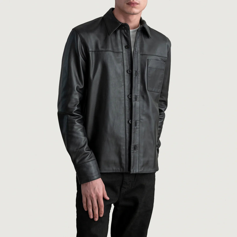 Scout Zwart Leather Shirt voor Heren