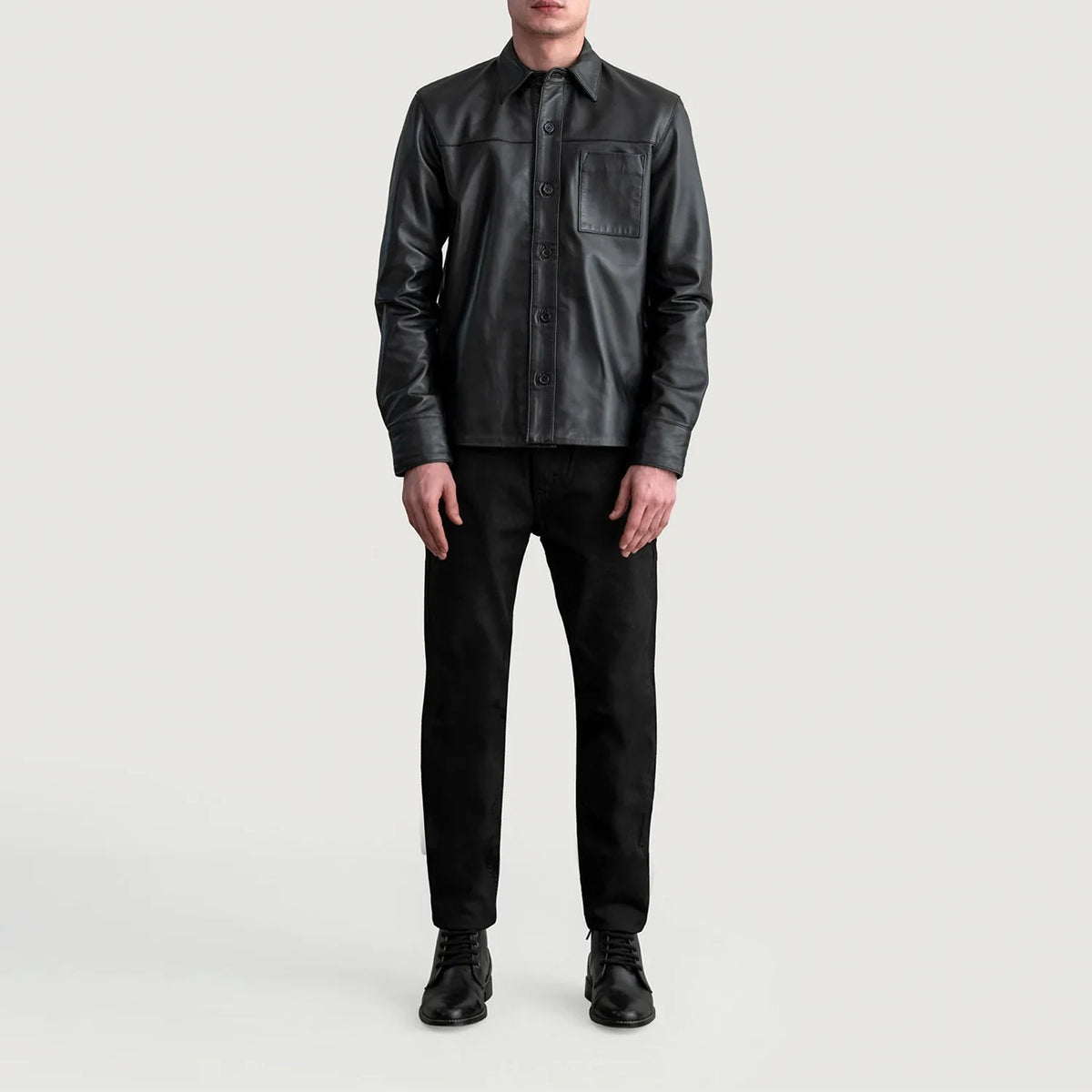 
Detailopname of Shirt & Buttons Hardware on Scout Zwart Leather Shirt voor Heren
