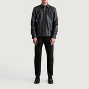 
Detailopname of Shirt & Buttons Hardware on Scout Zwart Leather Shirt voor Heren