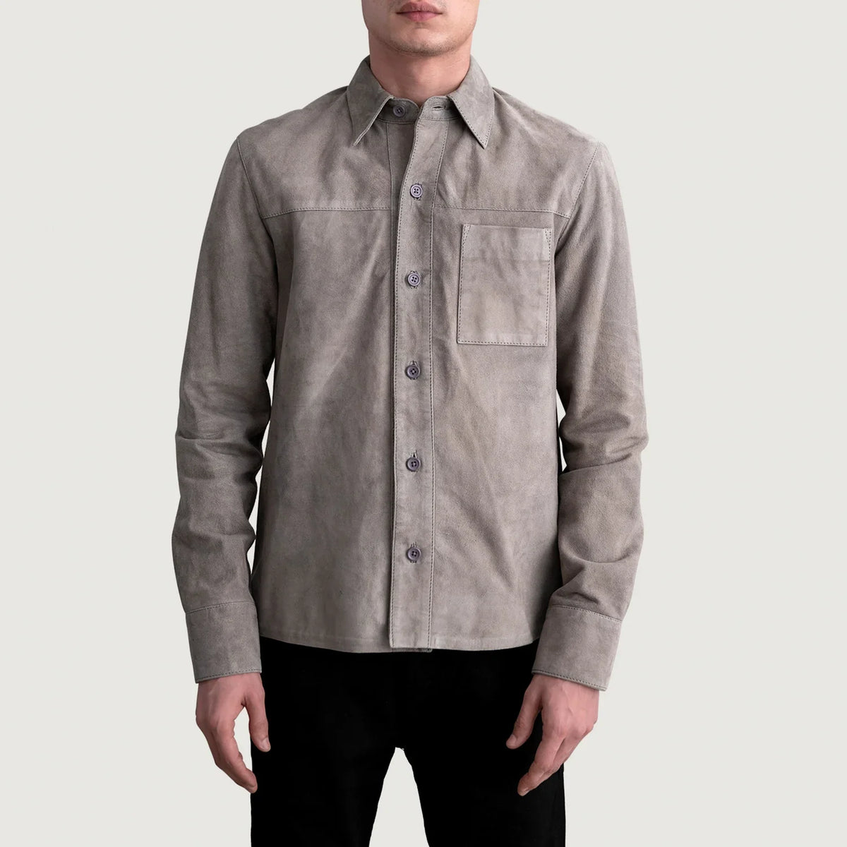 
Scout Grey Suede Leather Shirt voor Heren voor Heren - Zijaanzicht met ergonomische mouwsnede
