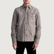 
Scout Grey Suede Leather Shirt voor Heren voor Heren - Zijaanzicht met ergonomische mouwsnede