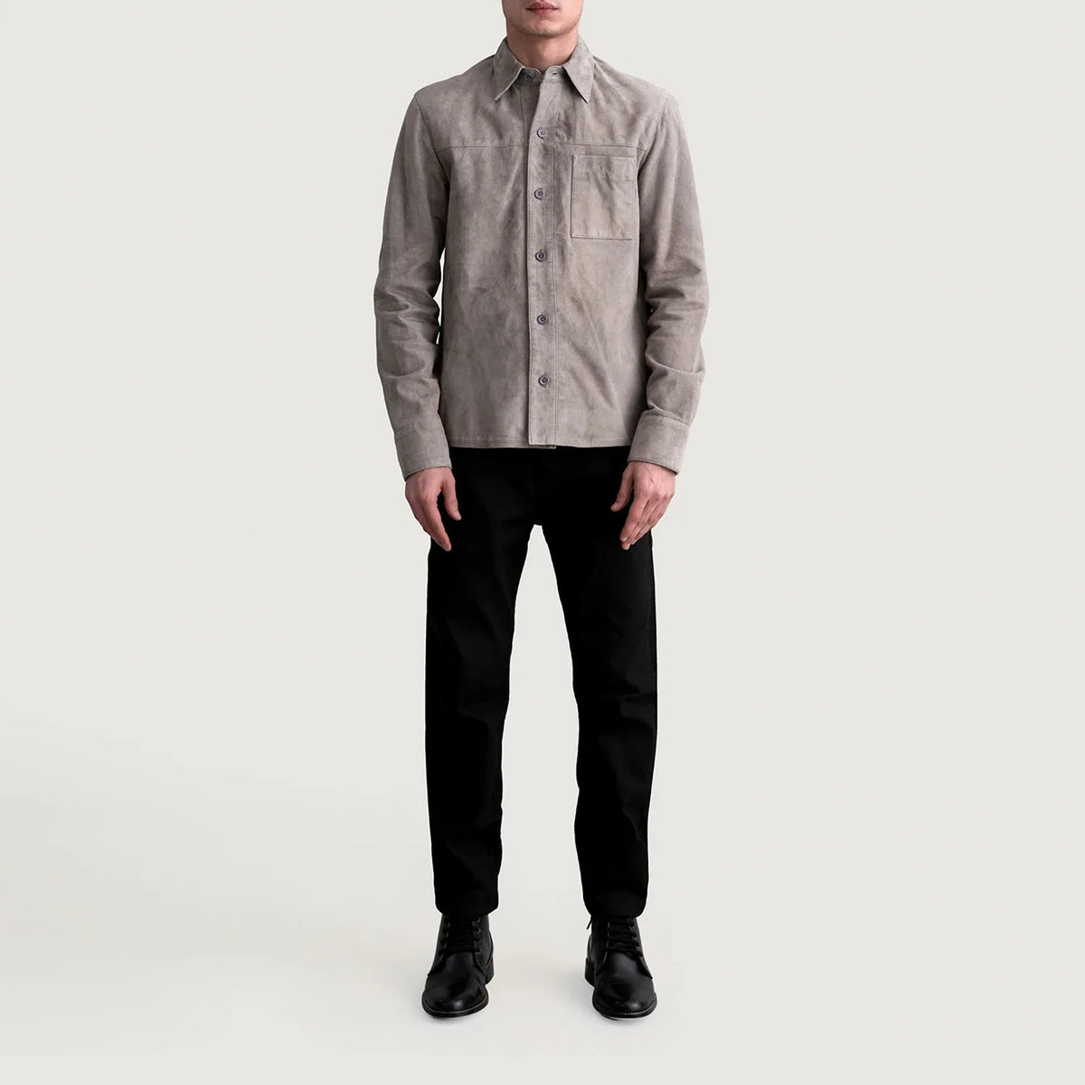 
Detailopname of Shirt & Buttons Hardware on Scout Grey Suede Leather Shirt voor Heren voor Heren
