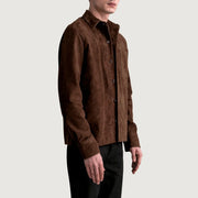
Brown Goatskin suede Jacket - Achteraanzicht met getailleerde schouders & strakke zoom
