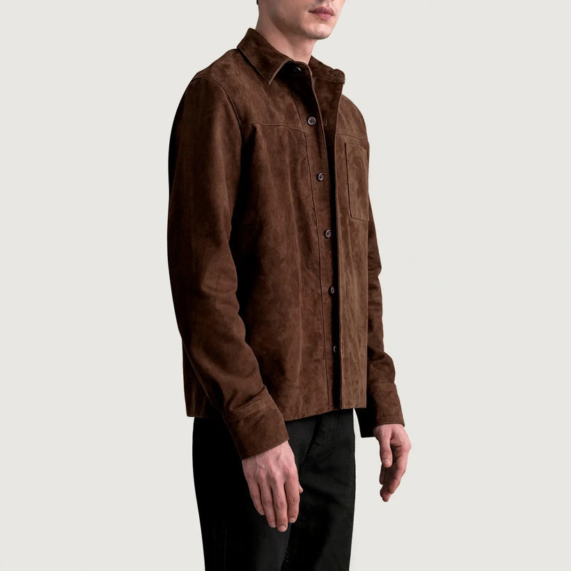 Scout Mocha Suede Leather Shirt voor Heren