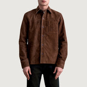 
Scout Mocha Suede Leather Shirt voor Heren voor Heren - Zijaanzicht met ergonomische mouwsnede