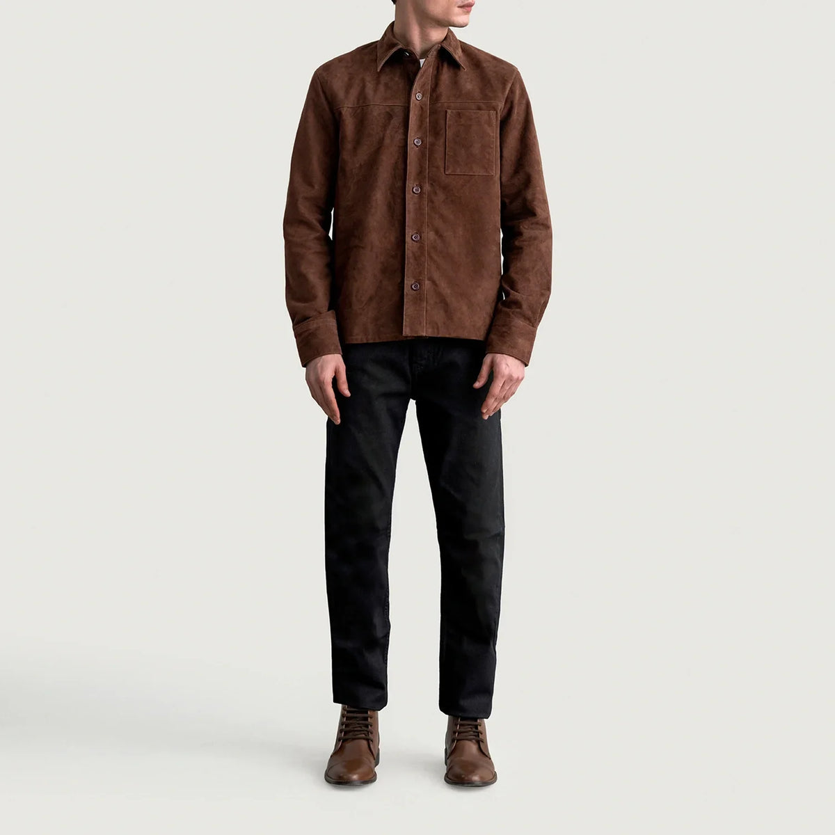
Detailopname of Shirt & Buttons Hardware on Scout Mocha Suede Leather Shirt voor Heren voor Heren