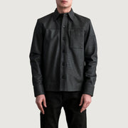 
Scout Tumbled Zwart Leather Shirt voor Heren - Zijaanzicht met ergonomische mouwsnede