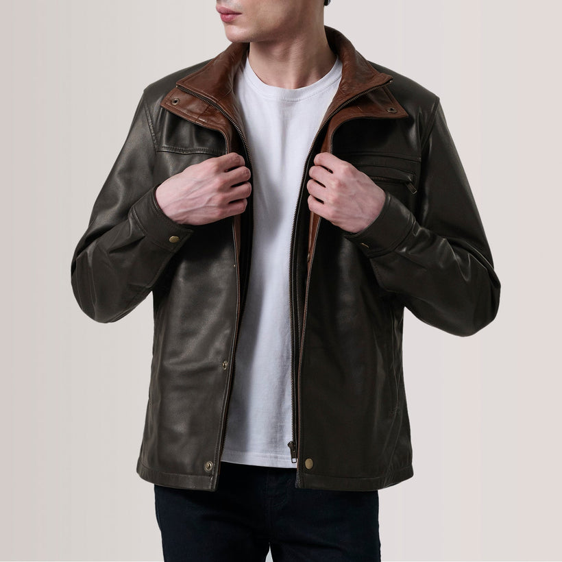 Sean Bruin Leather Classic Leren Jas voor Heren