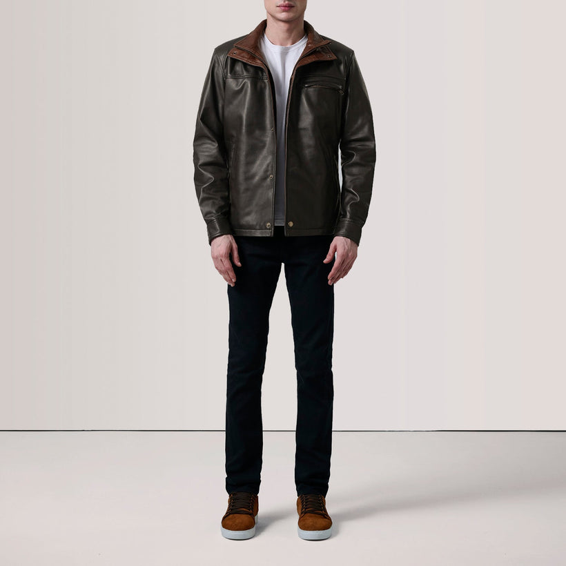 Sean Bruin Leather Classic Leren Jas voor Heren