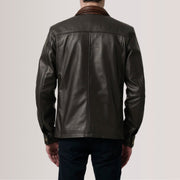 Close-Up Detail of Shirt &amp; Zipper Hardware on Sean Bruin Leather Classic Leren Jas voor Heren For Men