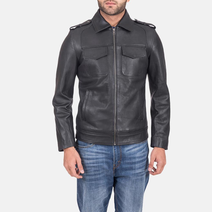 Sergeant Zwart Leren Jas voor Heren
