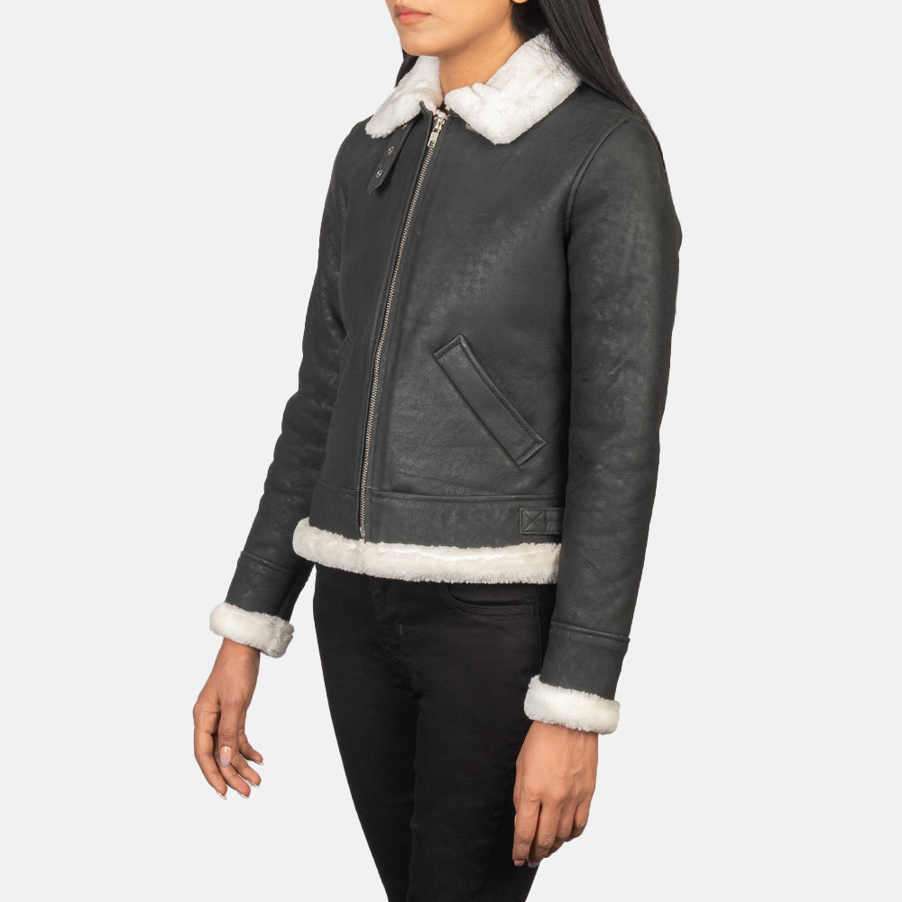 
Sherilyn B-3 Zwart Leren Bomberjack voor Dames – alternate product view 2
