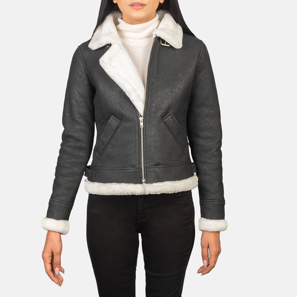 
Sherilyn B-3 Zwart Leren Bomberjack voor Dames – alternate product view 4