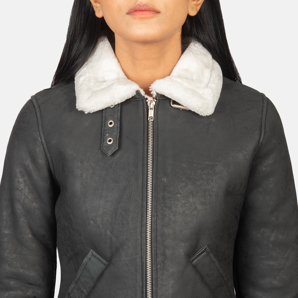 
Sherilyn B-3 Zwart Leren Bomberjack voor Dames – alternate product view 6