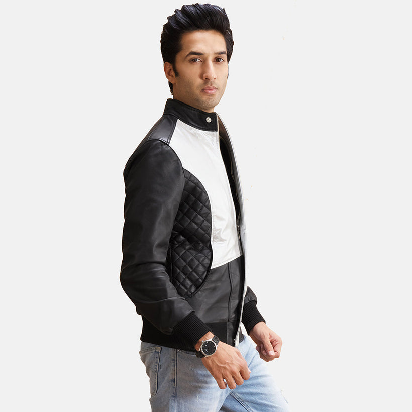 Spade Silver Zwart Leren Bomberjack voor Heren
