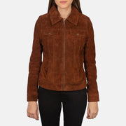 
Brown Goatskin suede Jacket - Achteraanzicht met getailleerde schouders & strakke zoom
