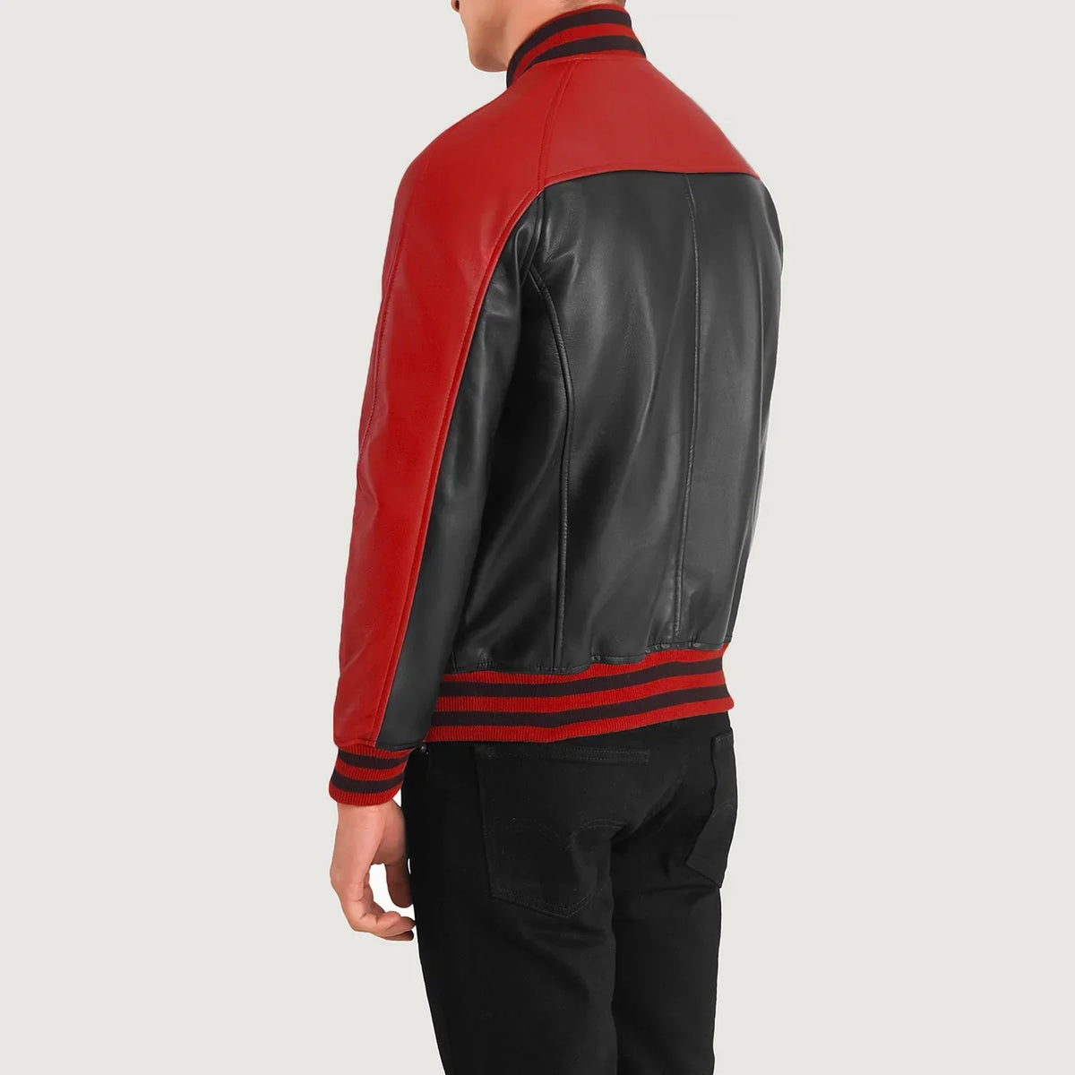
Terrance Zwart Varsity Leren Jas voor Heren – alternate product view 4