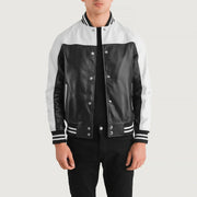 
Terrance Zwart Varsity Leren Jas voor Heren – alternate product view 1