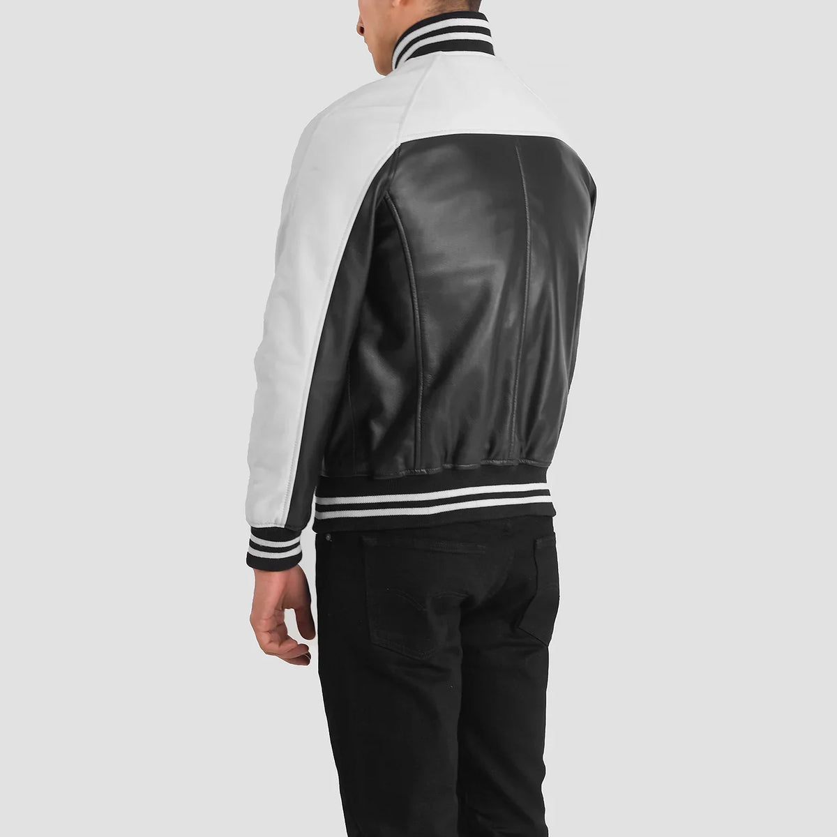 
Terrance Zwart Varsity Leren Jas voor Heren – alternate product view 5