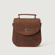 
The Sandra Vintage Lichtbruin Leather Saddle Bag For Women - Gestructureerd zijprofiel met vouwdiepte & volume