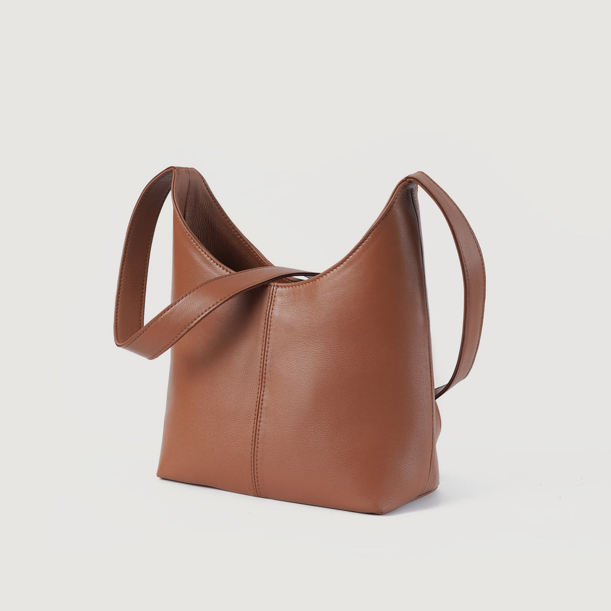 
The Stefani Brown Leather Hobo Bag For Women - Zijaanzicht met ergonomische mouwsnede