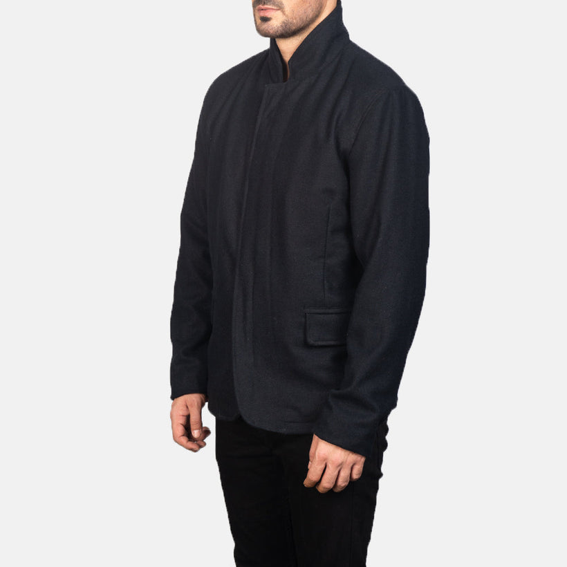 Thomas Zwart Wool Leren Jas voor Heren