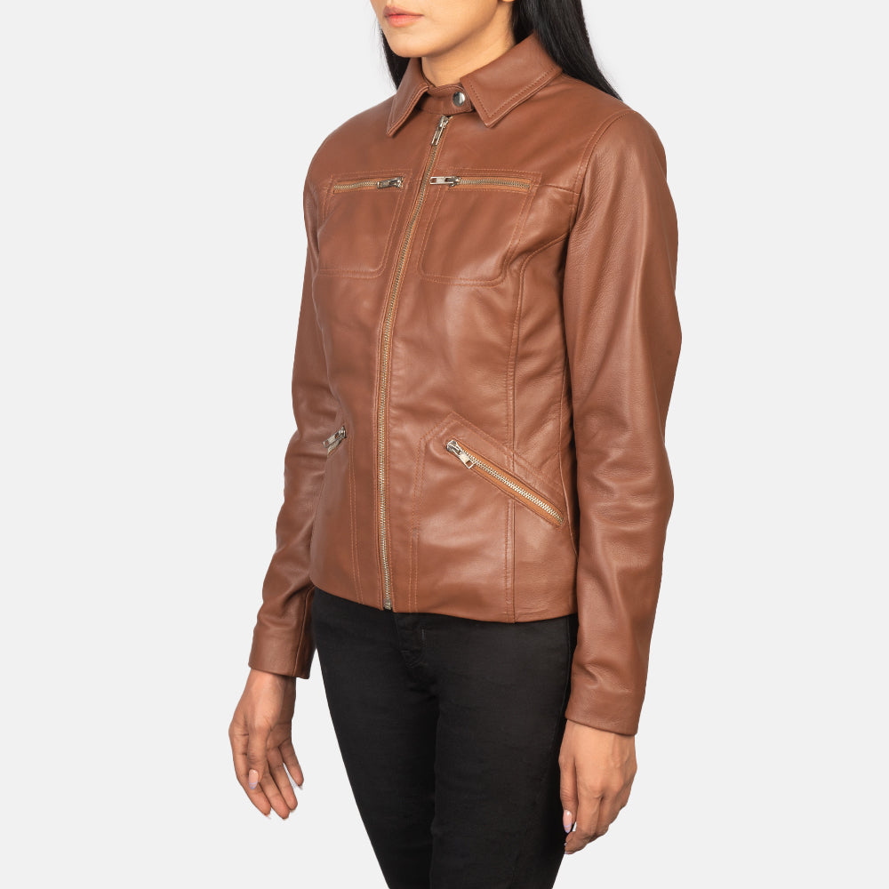 Tomachi Rood Leren Jas voor Dames – alternate product view 2