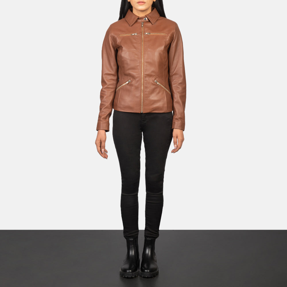 Tomachi Rood Leren Jas voor Dames – alternate product view 3