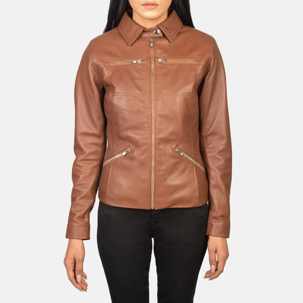 Tomachi Rood Leren Jas voor Dames – alternate product view 4