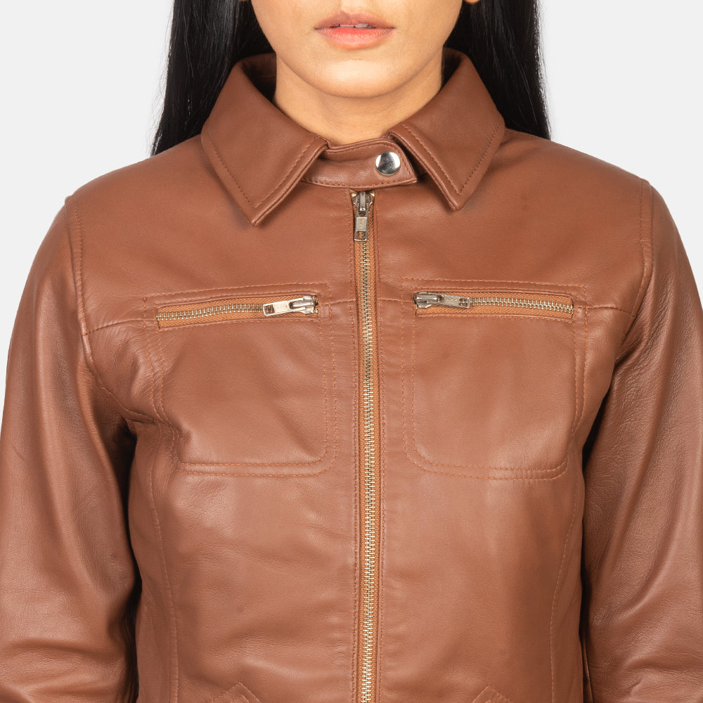 Tomachi Rood Leren Jas voor Dames – alternate product view 6