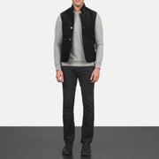 Men's Tony Zwart Suede Vest voor Heren - Lateral Side Profile View Showing Sleeve Cut &amp; Athletic Taper Fit
