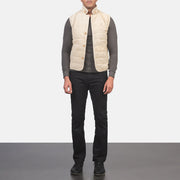 
Tony Off-White Suede Vest voor Heren voor Heren - Zijaanzicht met ergonomische mouwsnede