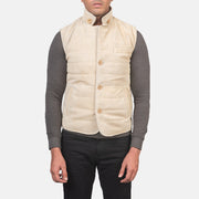 
Detailopname of Notch with removable throat latch & Button Hardware on Tony Off-White Suede Vest voor Heren voor Heren