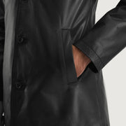 
Urban Slate Zwart Leren Jas voor Heren - Zijaanzicht met ergonomische mouwsnede