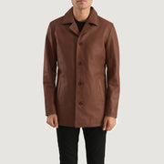 Urban Slate Bruin Leren Jas voor Heren in Brown Cowhide Leather - Front Profile View &amp; Tailored Silhouette | Buy Online