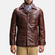 
Vincent Alley Bruin Leren Jas voor Heren in Brown Sheepskin Leather - Vooraanzicht & getailleerd silhouet | Online kopen