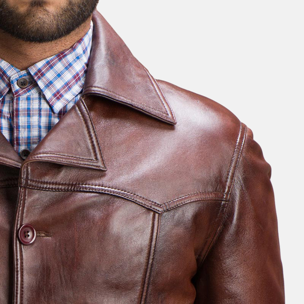 
Vincent Alley Bruin Leren Jas voor Heren - Zijaanzicht met ergonomische mouwsnede