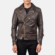 Vincent Zwart Leren Bikerjack voor Heren – alternate product view 3