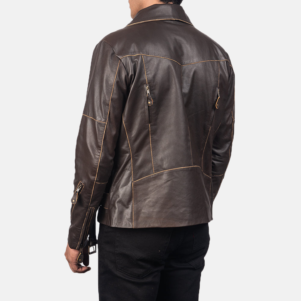 Vincent Zwart Leren Bikerjack voor Heren – alternate product view 5