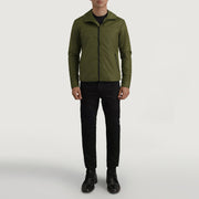 
Wesley Groen Hooded Windbreaker Leren Jas voor Heren - Zijaanzicht met ergonomische mouwsnede