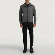 
Wesley Grey Hooded Windbreaker Leren Jas voor Heren - Zijaanzicht met ergonomische mouwsnede