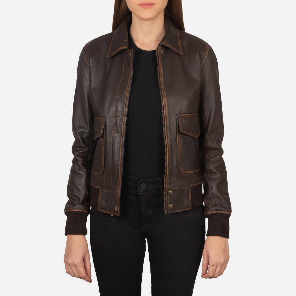 
Rib knit & Hem Craftsmanship Construction Detail on Westa A-2 Black Leather Bomber Jacket