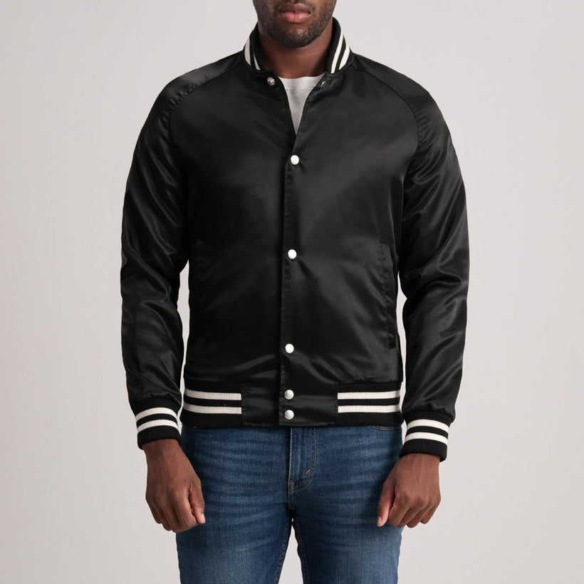Xander Zwart Varsity Leren Jas voor Heren