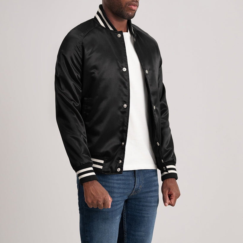 Xander Zwart Varsity Leren Jas voor Heren