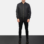 Men's Zack Zwart Leren Bomberjack voor Heren - Lateral Side Profile View Showing Sleeve Cut &amp; Athletic Taper Fit